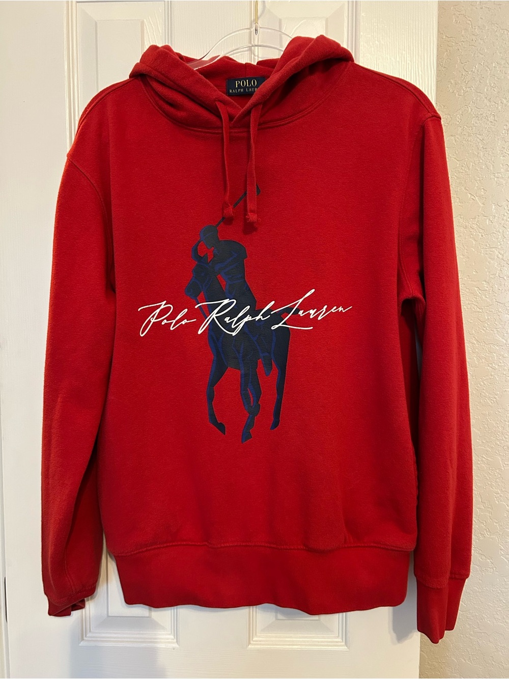 Ralph Lauren Red Hoodie with Navy Polo Player Graphic